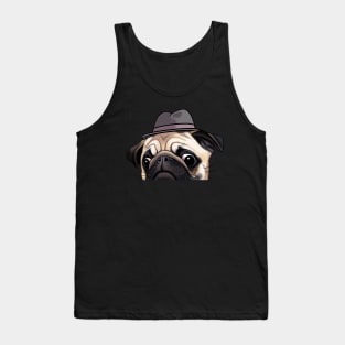 Pug Wearing a Hat Tank Top